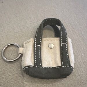 Mini Canvas Tote Keychain in Beige and Green